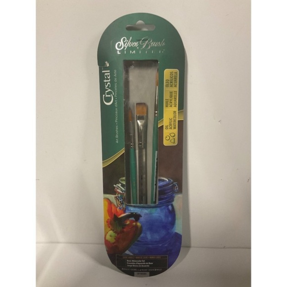 Silver brush limited crystal oil‎ acrylic watercolor brushes 3pc